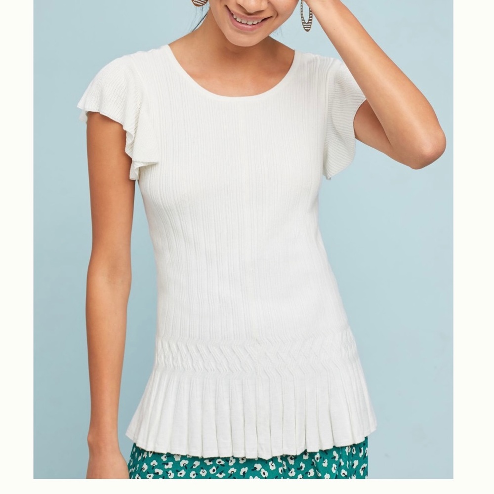 ANTHROPOLOGIE Moth White Knit Top